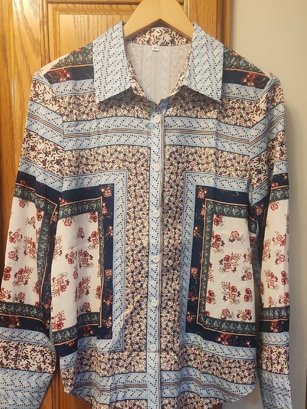 Amazon Blue and White Floral Button-Down Shirt